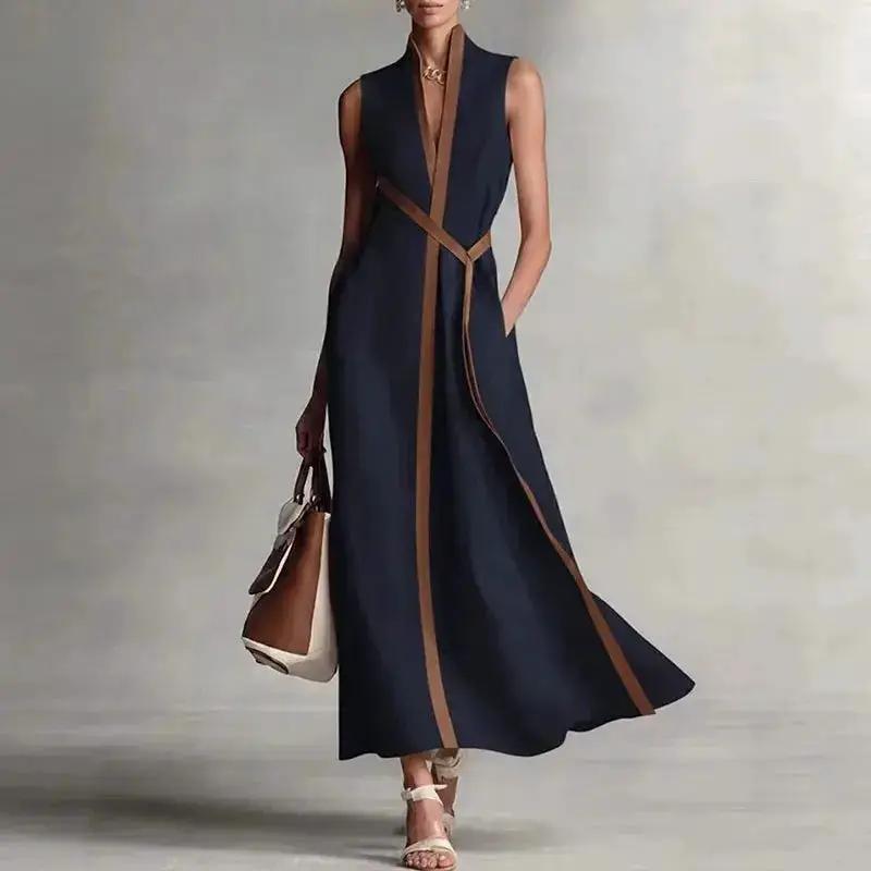 V Neck A Line Maxi Dress With Tatting Lace Limited by Adornity