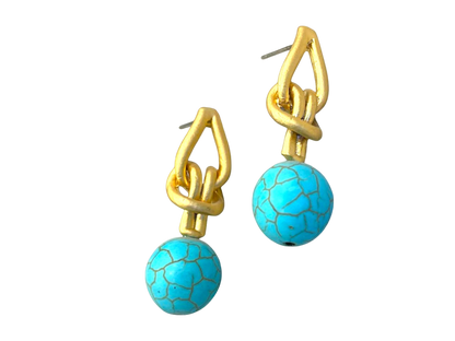 a pair of earrings with a ball on it