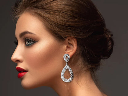 Chic Crystal Bridal Hoop Waterdrop Earrings