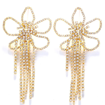 Exaggerated Flower Earrings Long Tassel Drop Earring Drag Queen Jewelry