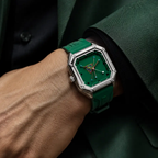 Quartz Watch Stainless Steel Square Case Green Billiards Collection Elite For Men by Adornity