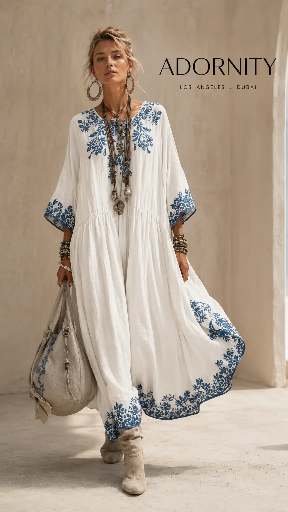 Maxi Dress Luxe Polyester Boho Collection Exclusive by Adornity