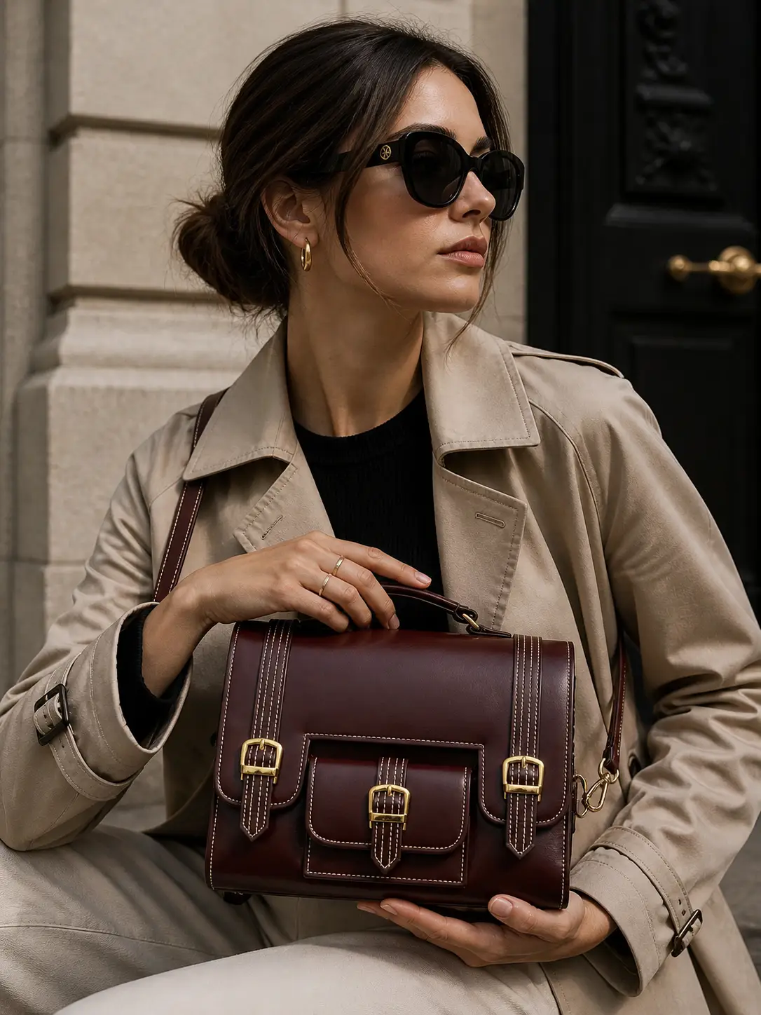 Vegan Leather Satchel Bag Gold Hardware Eco Friendly Limited Edition Crossbody Timeless Craftsmanship by navichi