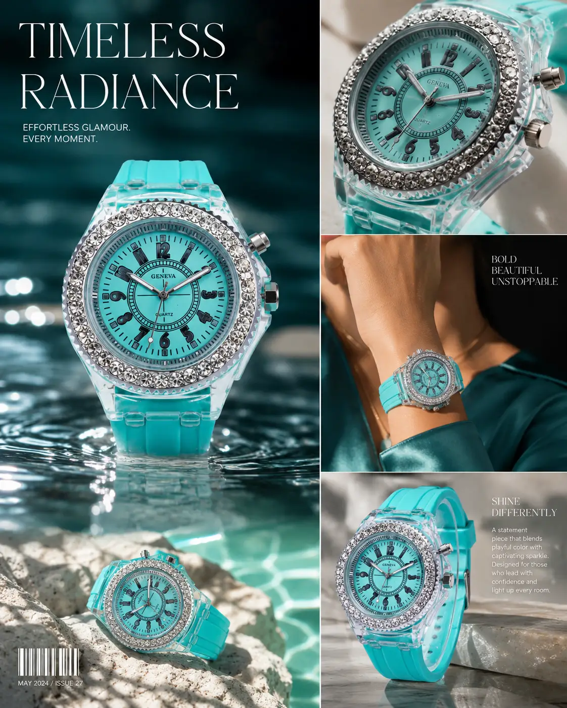 Watch Rhinestone Elite Silicone LED Luminous Edition by Adornity