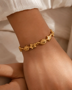 Cuff Bracelet 18K Gold Plated Stainless Steel Stars Moon Universe Limited by Adornity