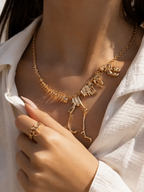 Necklace Gold Gothic Dragon Skeleton Collection Exclusive by Adornity
