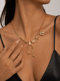 Necklace Gold Gothic Dragon Skeleton Collection Exclusive by Adornity