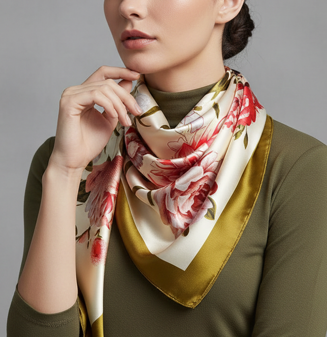 Silk Square Scarf - Lightweight Satin Hijab Wrap & Fashion Neckerchief