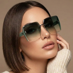 Black Square Sunglasses – Korean Style Classic Big Shades with UV Protection by Adornity