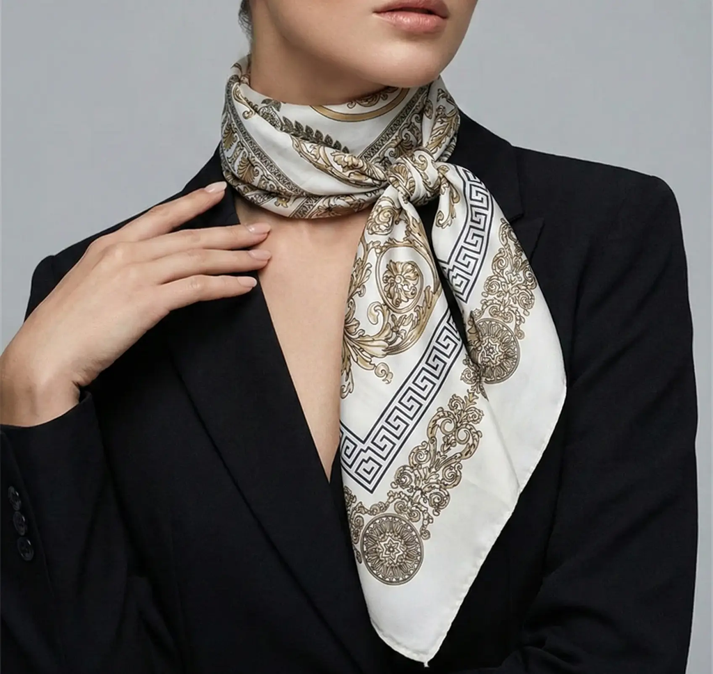 Silk Plaid Scarf – Timeless 70x70 Wrap by Adornity