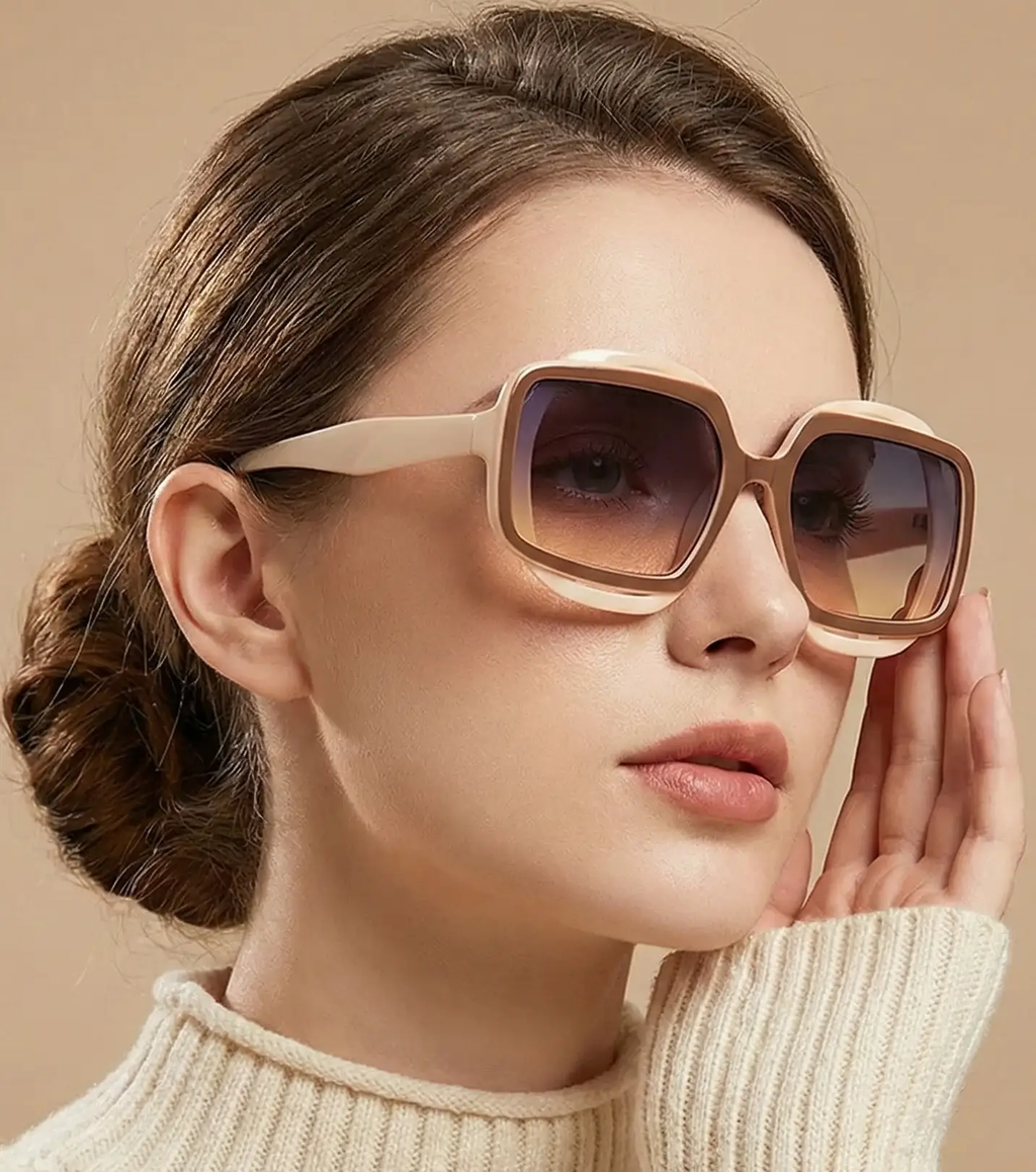 Geometric Square Sunglasses – Color Block UV400 by Adornity