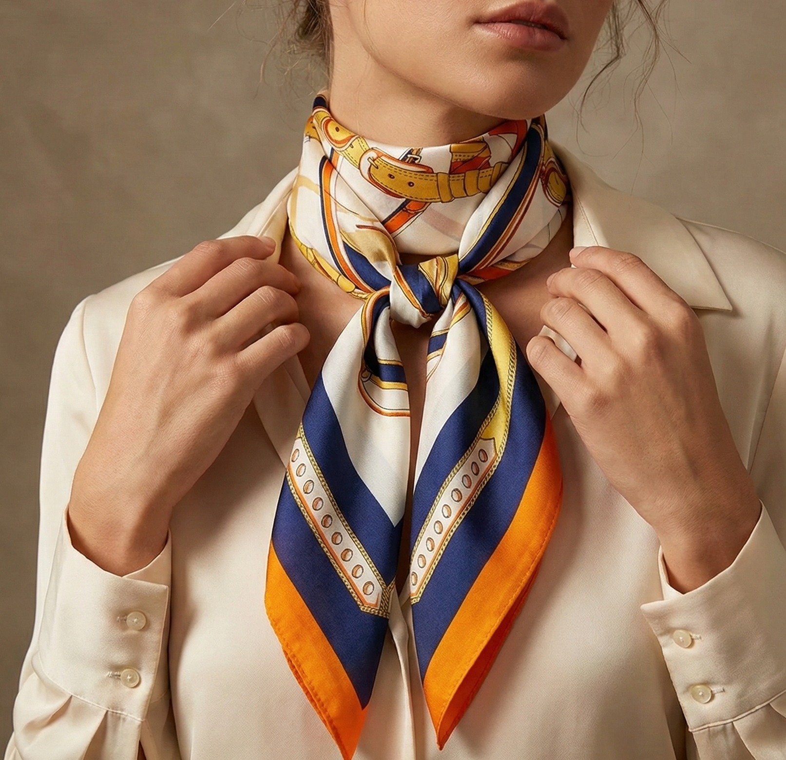 وشاح حريري مربع من الساتان ناعم الملمس – 70x70 سم | لمسة أنيقة