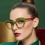 Chic Oversized Cat Eye Glasses – Color Block Blue Light