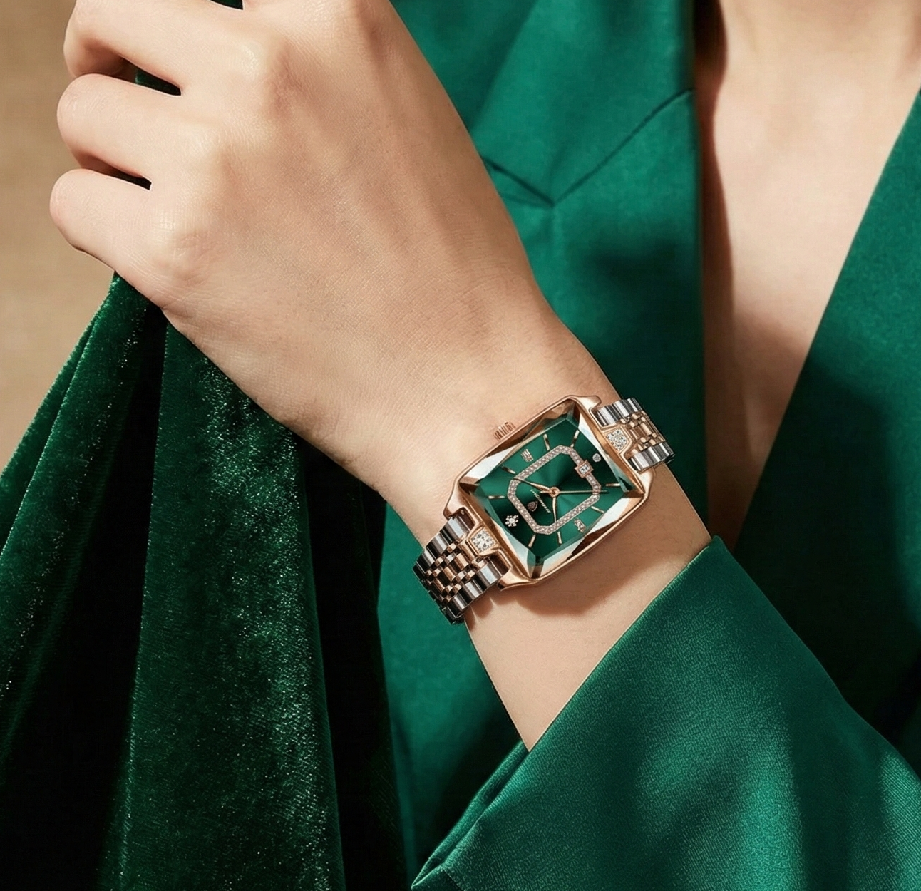 Luxury Women's Watch - Waterproof Stainless Steel Rectangle Calendar Quartz Timepiece