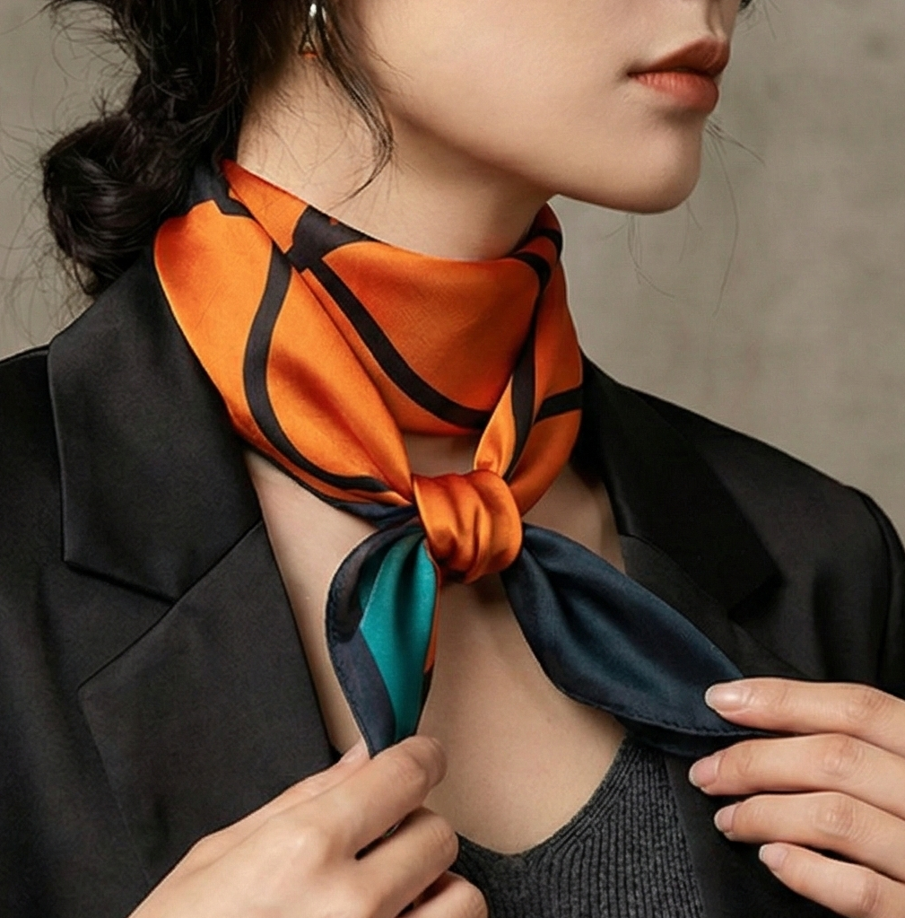 وشاح حريري مربع من الساتان ناعم الملمس – 70x70 سم | لمسة أنيقة