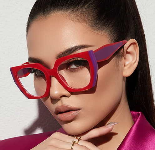 Cat Eye Reading Glasses - Women's Full Rim Square Frame, Anti Blue Light