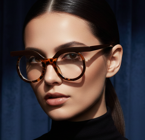 Blue Light Glasses - Women's Transparent Circular Acetate Eyeglasses Frame