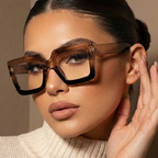 Women's Reading Glasses | Geometric Retro Square Frames With Transparent Lenses