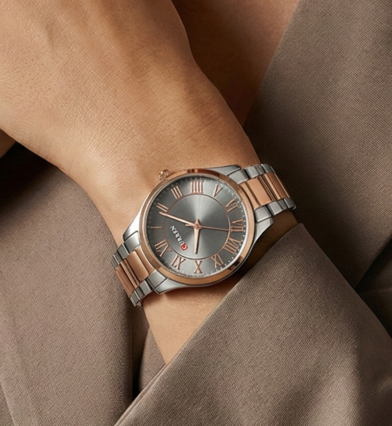 Women Stainless Steel Watch - Waterproof Analog Bracelet With Date Display