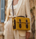 Vegan Leather Satchel – Handmade Mustard Yellow Bag With Gold Hardware Purse