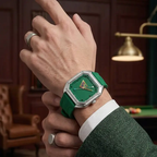 Quartz Watch Stainless Steel Square Case Green Billiards Collection Elite For Men by Adornity