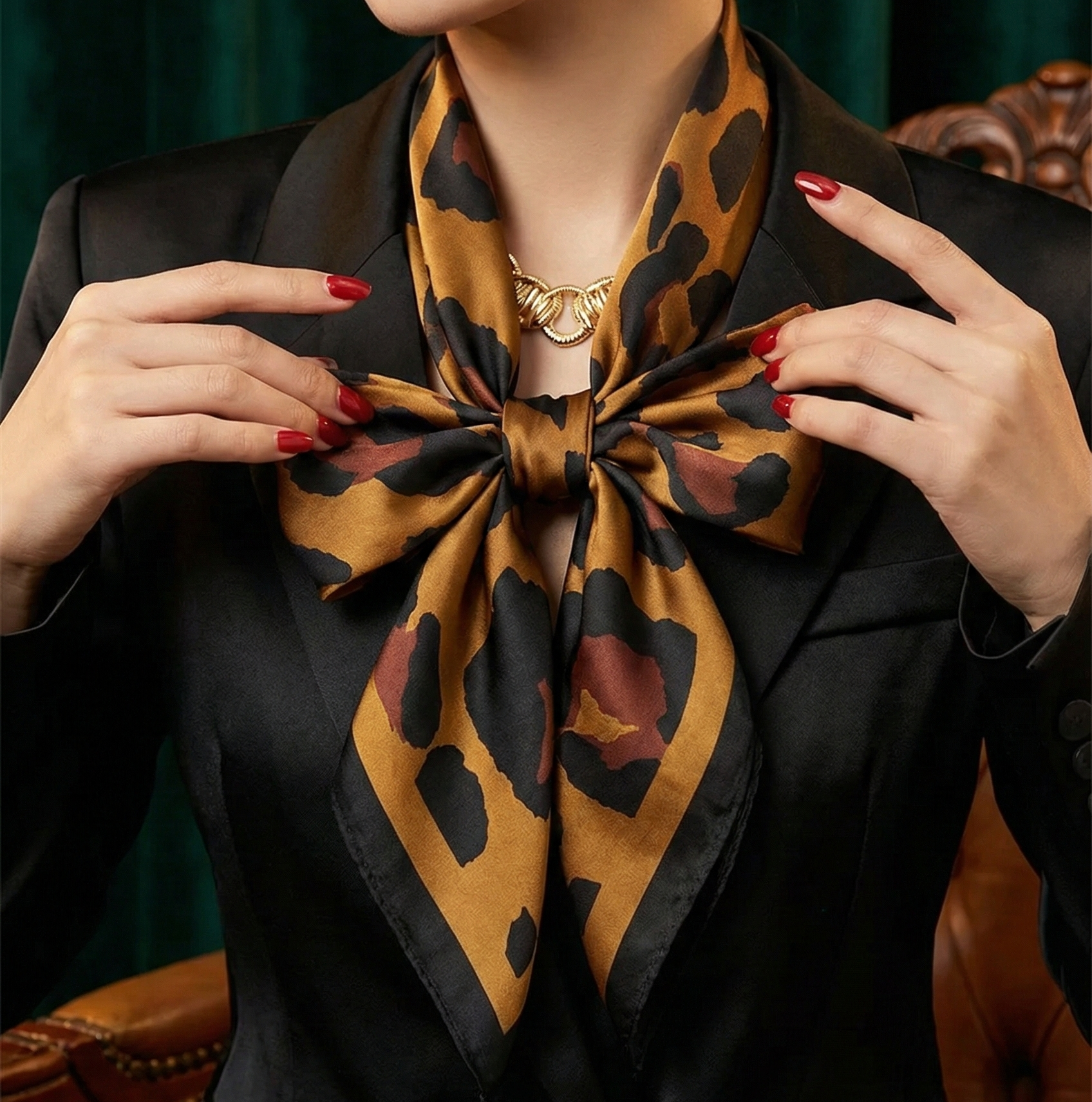 وشاح حريري مربع من الساتان ناعم الملمس – 70x70 سم | لمسة أنيقة