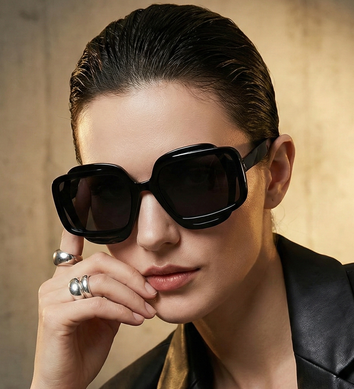 Fashion Sunglasses – Polygonal Color Blocking Square Frame for Men and Women