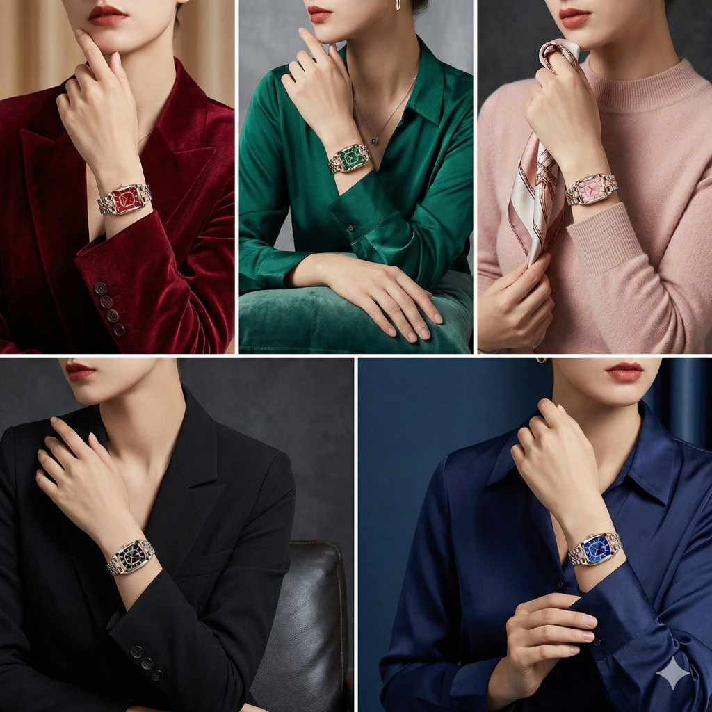 Luxury Women's Watch - Waterproof Stainless Steel Rectangle Calendar Quartz Timepiece