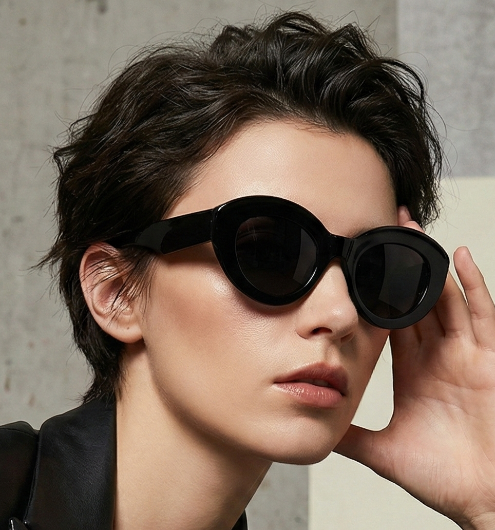 Oversized Sunglasses Women – Retro Thick Frame Cat Eye UV400 Protection Eyewear