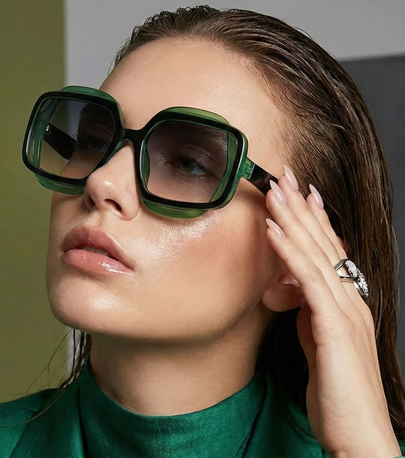 Fashion Sunglasses – Polygonal Color Blocking Square Frame for Men and Women