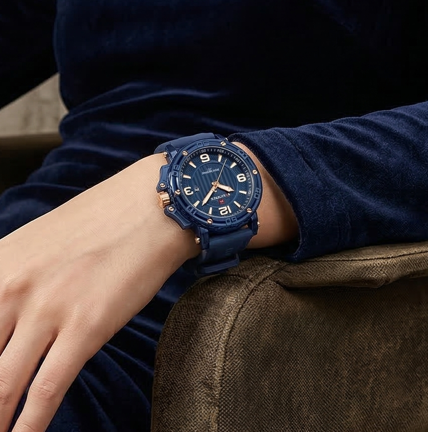 ساعة كوارتز نسائية - ساعة يد بقرص مضيء وسوار سيليكون مقاوم للماء