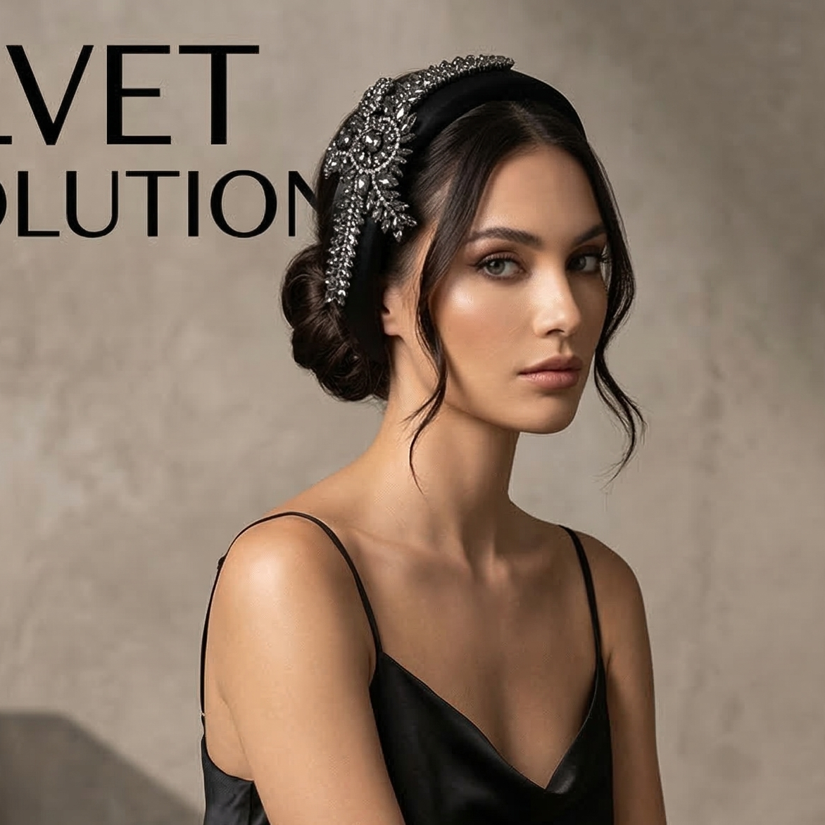 Diamond Bow Headband - Flannel Fabric Rhinestone Band