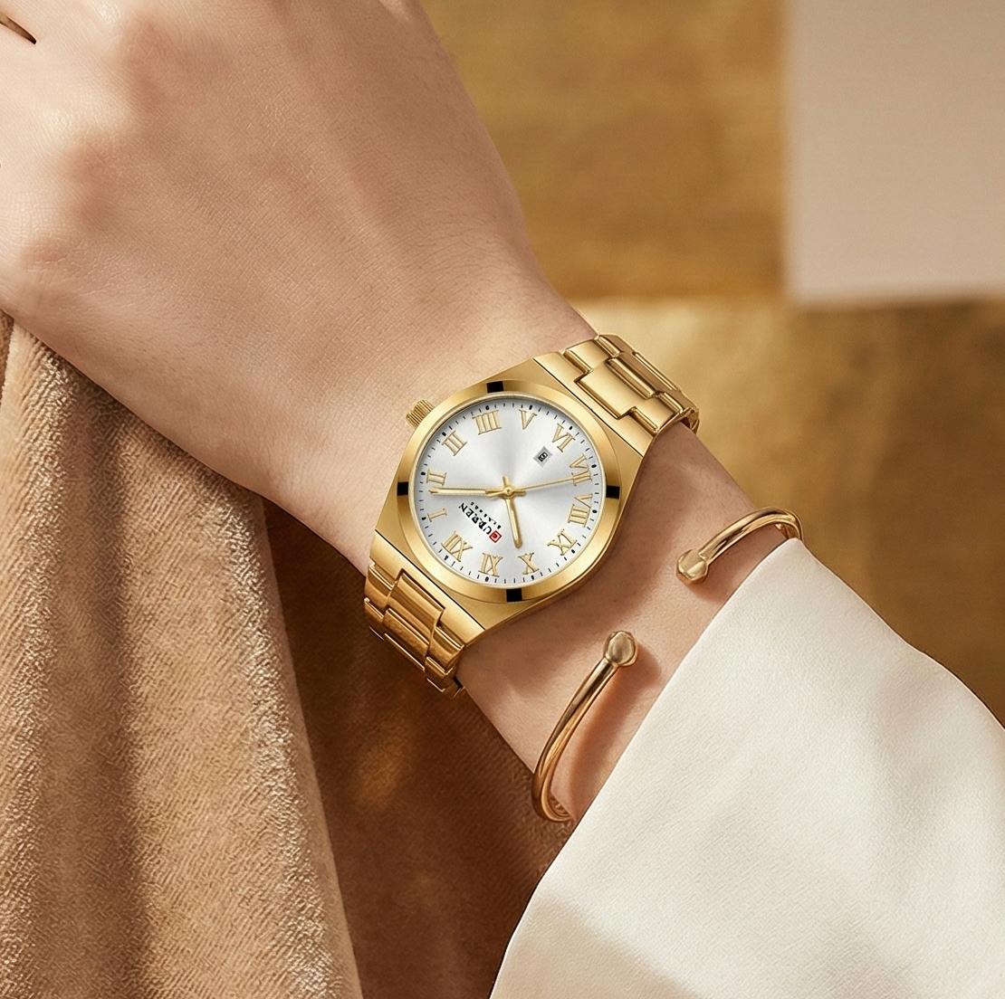 Women Stainless Steel Watch - Waterproof Analog Bracelet With Date Display