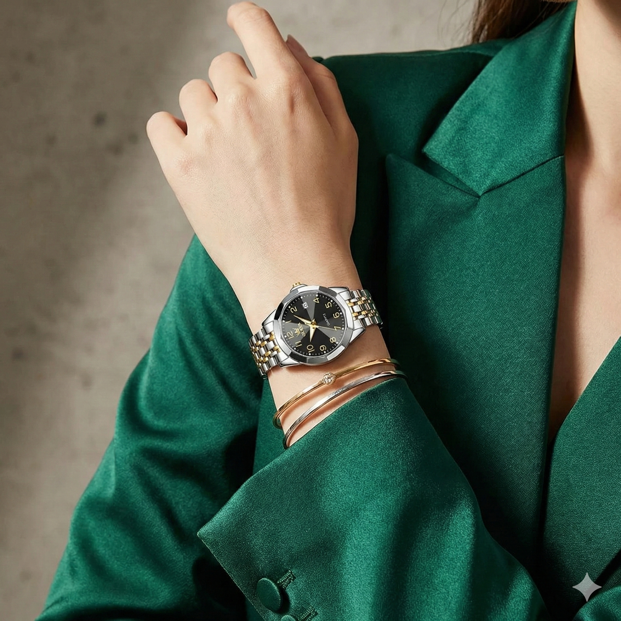 Luxury Quartz Watch - OLEVS Women's Stainless Steel Wristwatch with Digital Dial Calendar