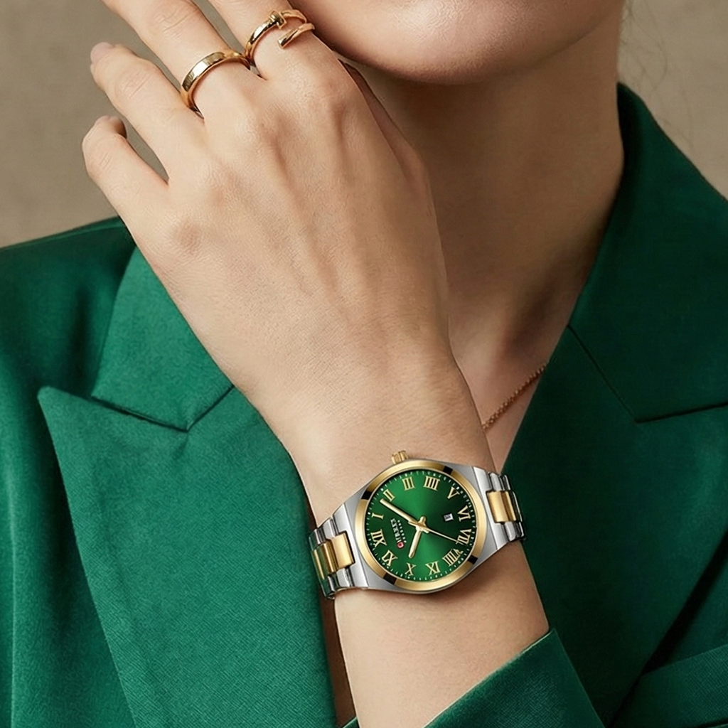 Women Stainless Steel Watch - Waterproof Analog Bracelet With Date Display