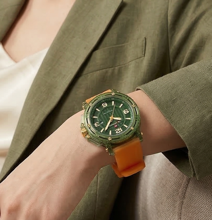 ساعة كوارتز نسائية - ساعة يد بقرص مضيء وسوار سيليكون مقاوم للماء