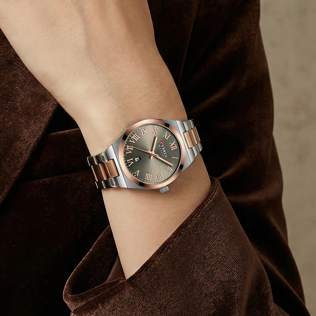 Women Stainless Steel Watch - Waterproof Analog Bracelet With Date Display