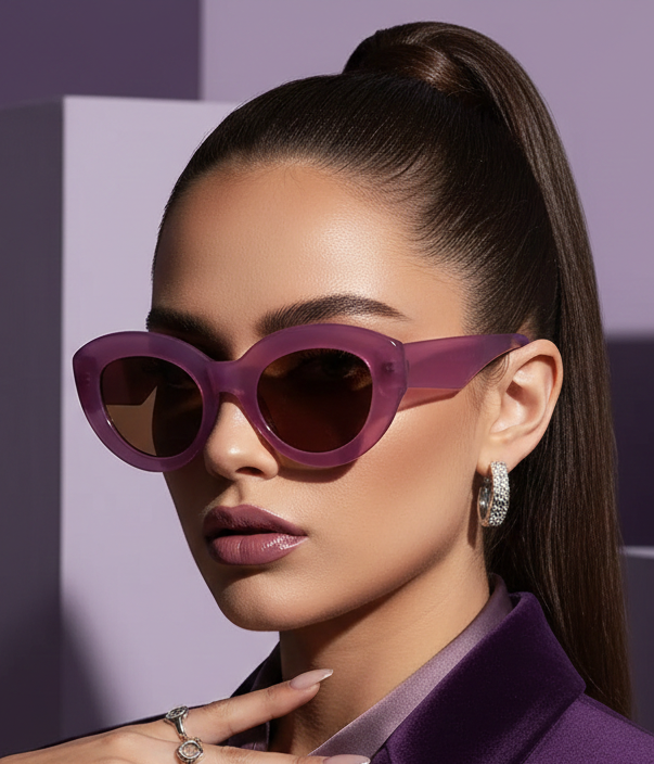 Oversized Sunglasses Women – Retro Thick Frame Cat Eye UV400 Protection Eyewear