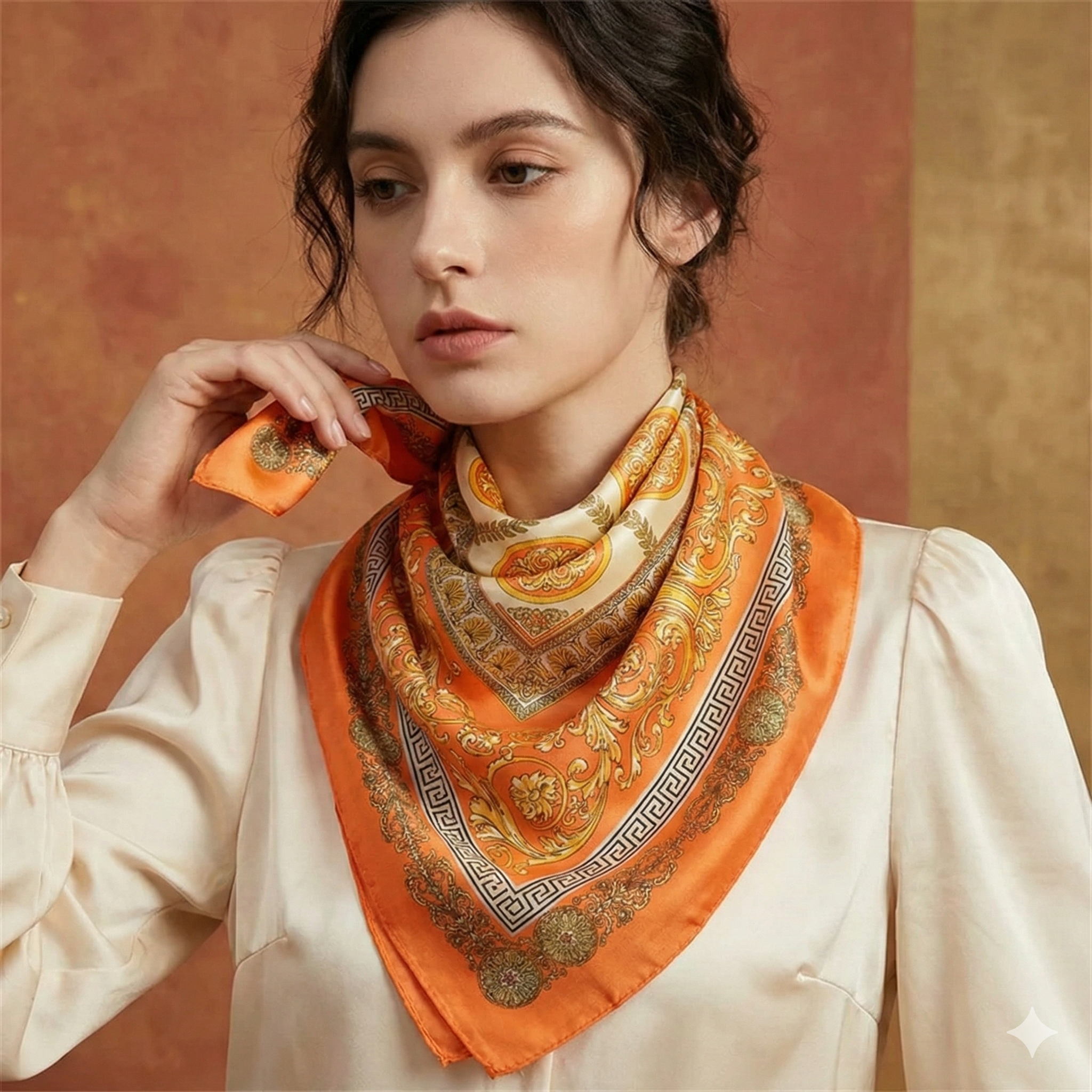 وشاح مربع من الساتان ناعم الملمس – 70x70 سم | لمسة مميزة