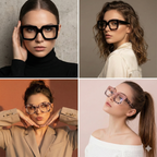 Women's Reading Glasses | Geometric Retro Square Frames With Transparent Lenses