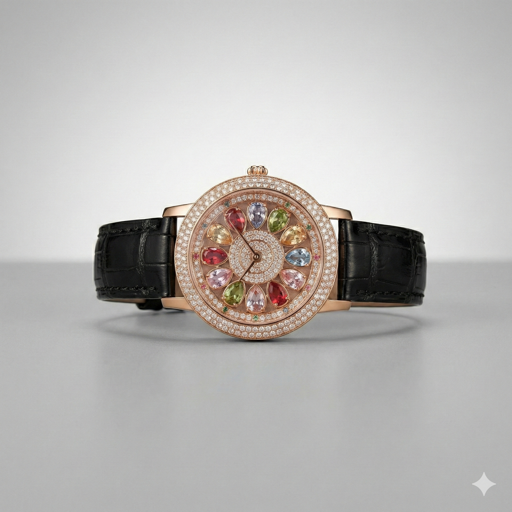 Women's Quartz Watch - Casual Style Leather Band With Numberless Display And Rotatable Dial