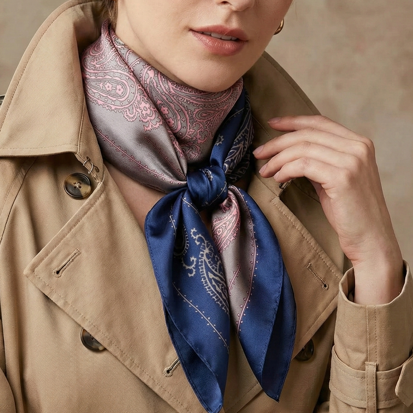 وشاح حريري مربع من الساتان ناعم الملمس – 70x70 سم | لمسة أنيقة