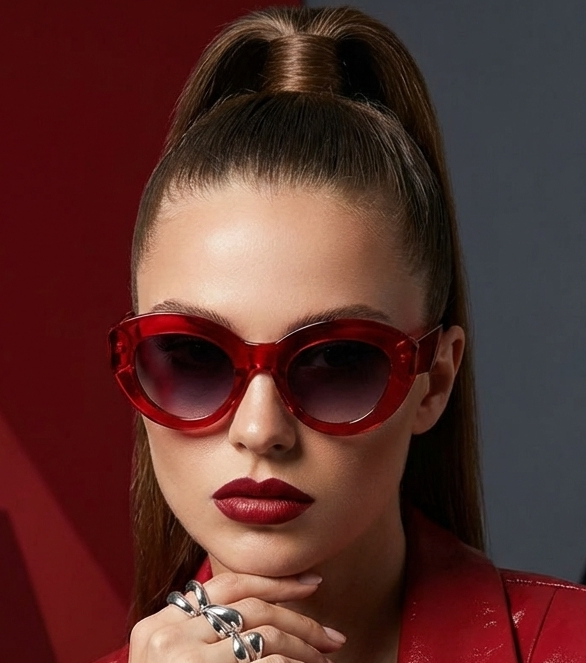 نظارات شمسية كبيرة الحجم للنساء - تصميم كلاسيكي بإطار سميك على شكل عين القطة، توفر حماية من الأشعة فوق البنفسجية UV400