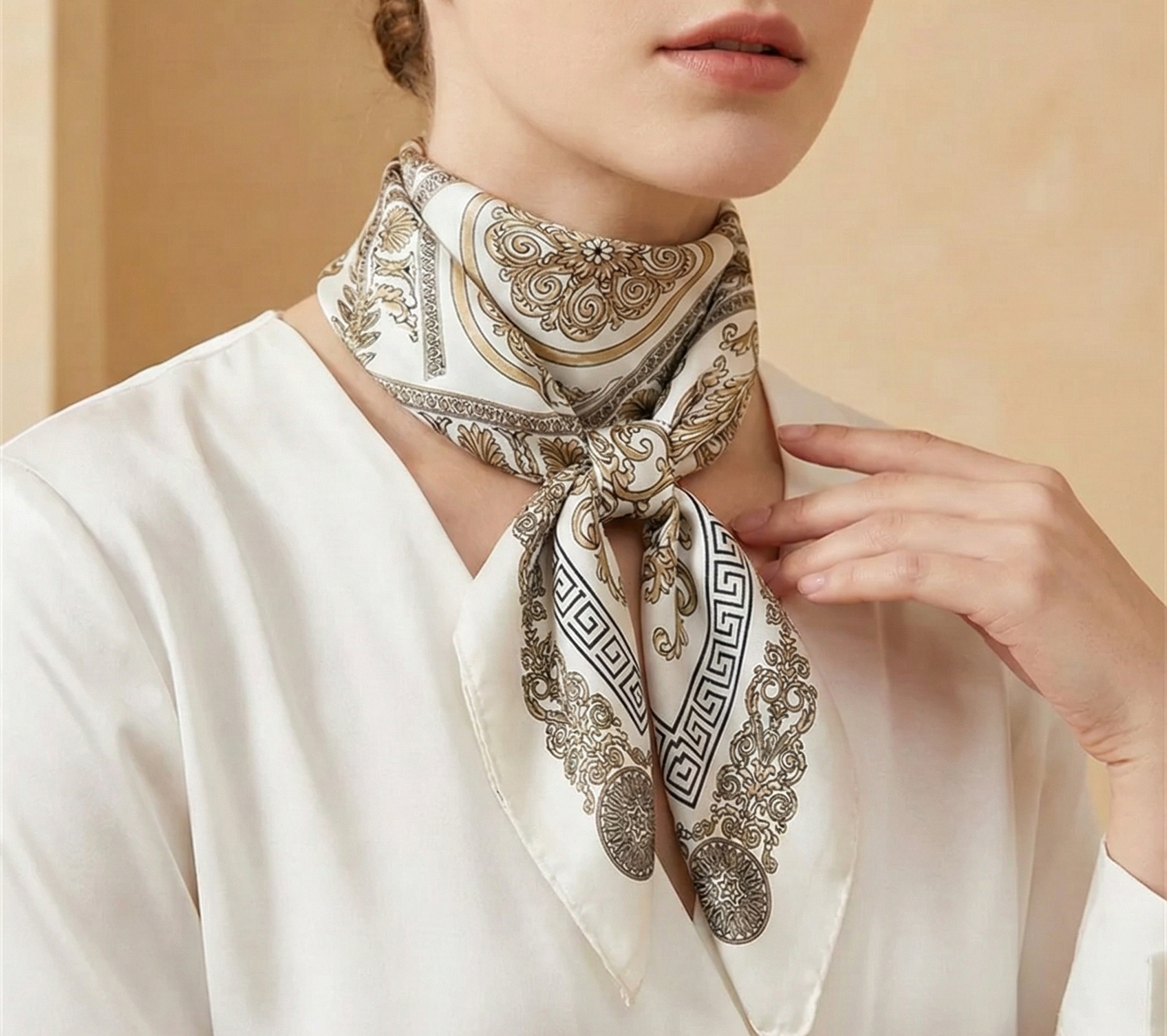 وشاح حريري مربع من الساتان ناعم الملمس – 70x70 سم | لمسة أنيقة