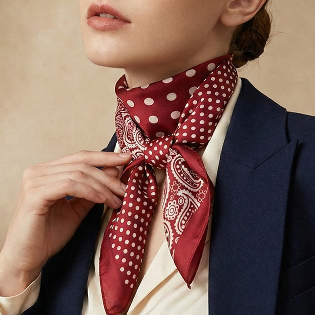 وشاح حريري مربع من الساتان ناعم الملمس – 70x70 سم | لمسة أنيقة