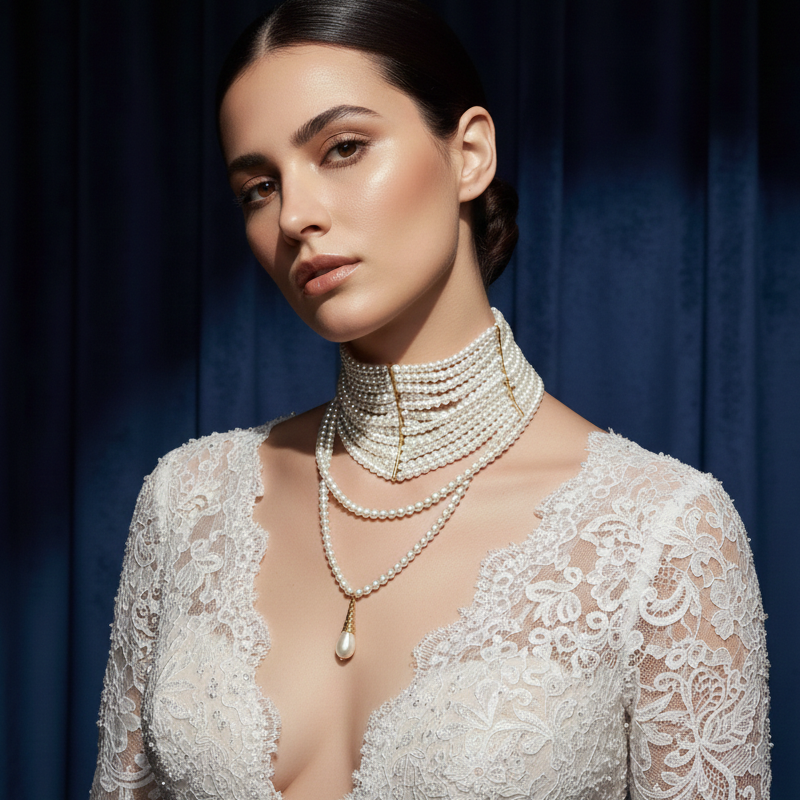 Pearl Tassel Necklace – Vintage Multi-Layered Teardrop Pendant Jewelry