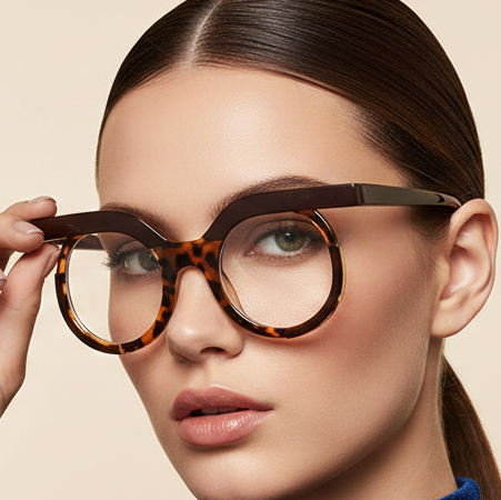 Blue Light Glasses - Women's Transparent Circular Acetate Eyeglasses Frame