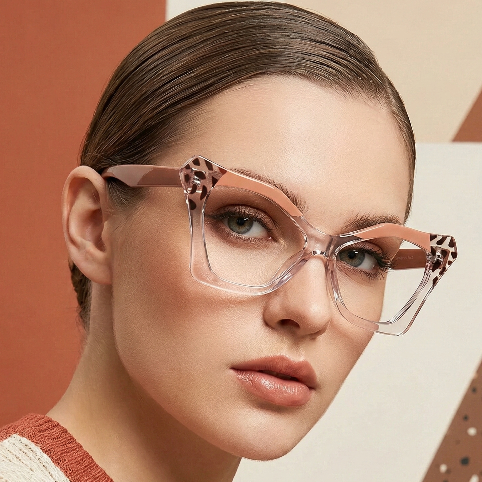 Cat Eye Reading Glasses – Retro Floral Color Block Readers for Women & Men +1.0 to +4.0