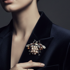 Vintage Bee Brooch - Pearl Crystal Rhinestone Metal Insect Pin Badge