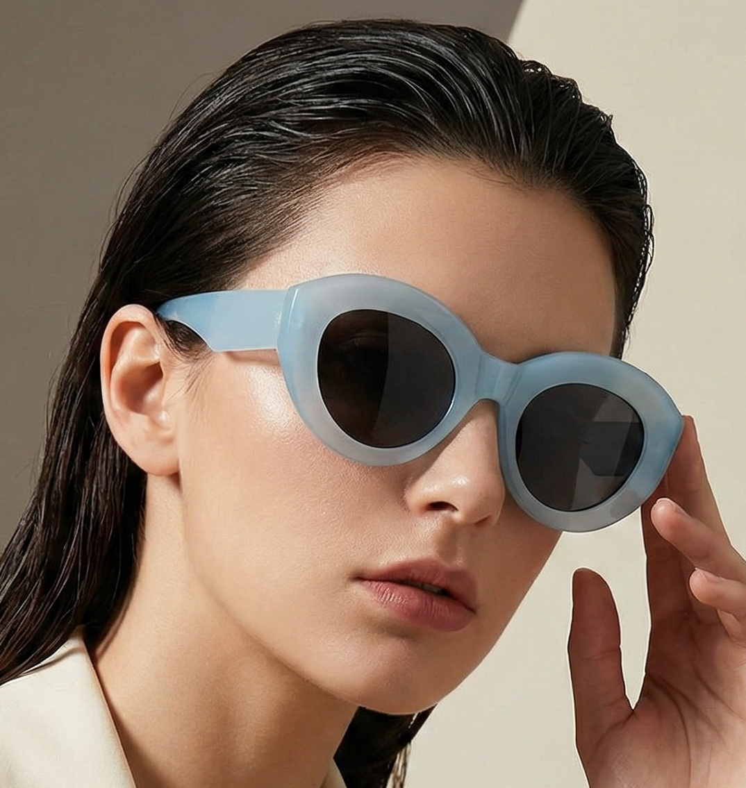 Oversized Sunglasses Women – Retro Thick Frame Cat Eye UV400 Protection Eyewear